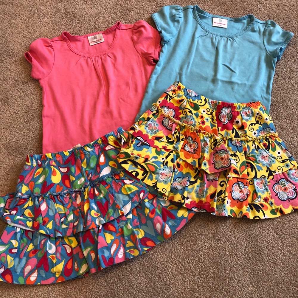 Hanna Andersson cotton shirts and play skirts